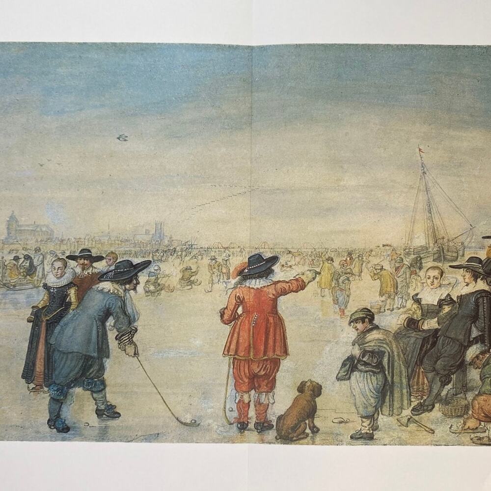 Avercamp, Kolf on the Ice, Drawing, Print, Bookplate, Classic Art~ 240623-WH 595